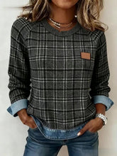 Vintage Plaid Pattern Patchwork Art Sweatshirt des femmes